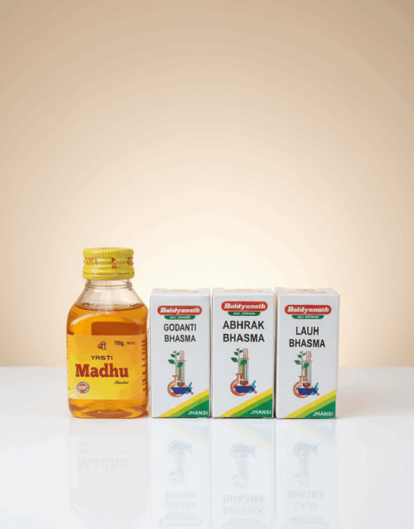 Baidyanath Ayurvedic Cough & Cold Relief Combo (Godanti Bhasma + Abhrak Bhasma + Lauh Bhasma + Yasti Madhu Honey)